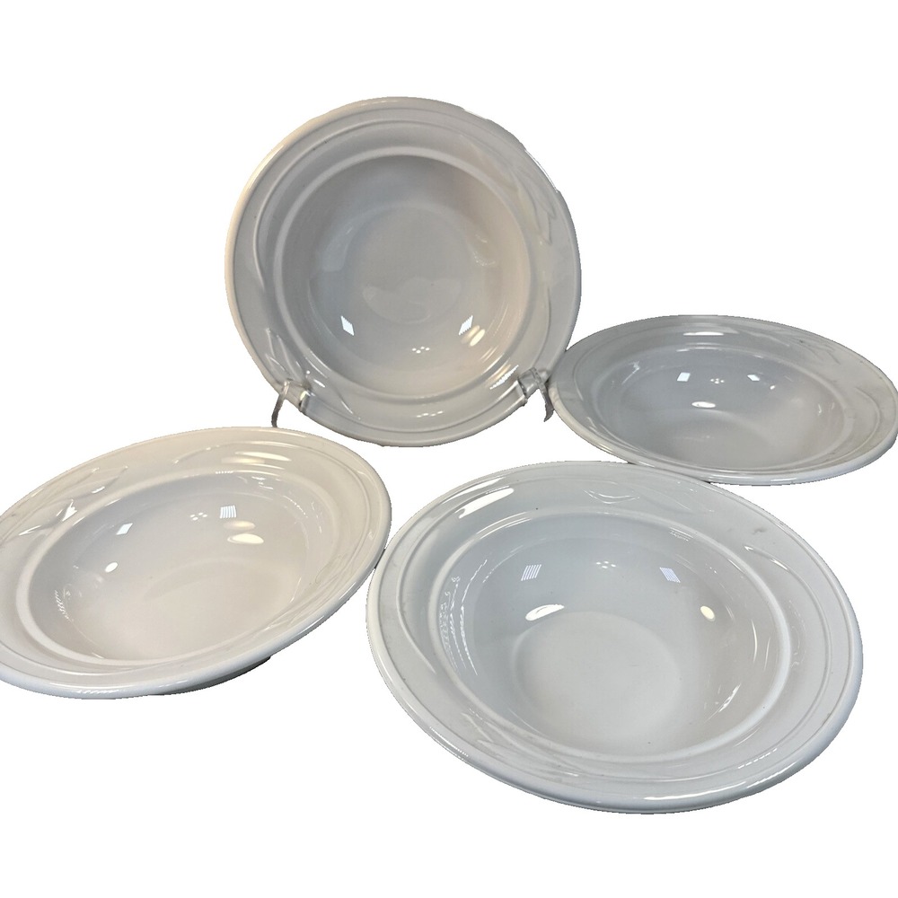 Set of 4 Corning Ware Casual Elegance White Flora L-20 Soup Cereal Bowl 8" EVC